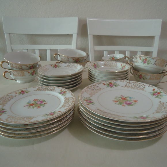 VTG Noritake Japan 315 Presolure U.S. DesignPat Applied For Set 27 pc Gold Trim - Picture 12 of 16